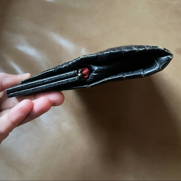 Vintage Martha Klein argentium sterling silver 935 leather crocodile bag - Picture 5 of 11